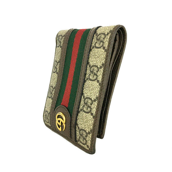 GUCCI Ophidia GG Logo PVC Leather Bifold Wallet Beige - Picture 3 of 8